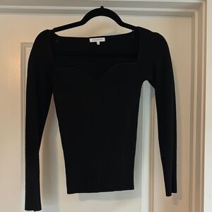 Crescent Black Long Sleeve Ribbed Top
